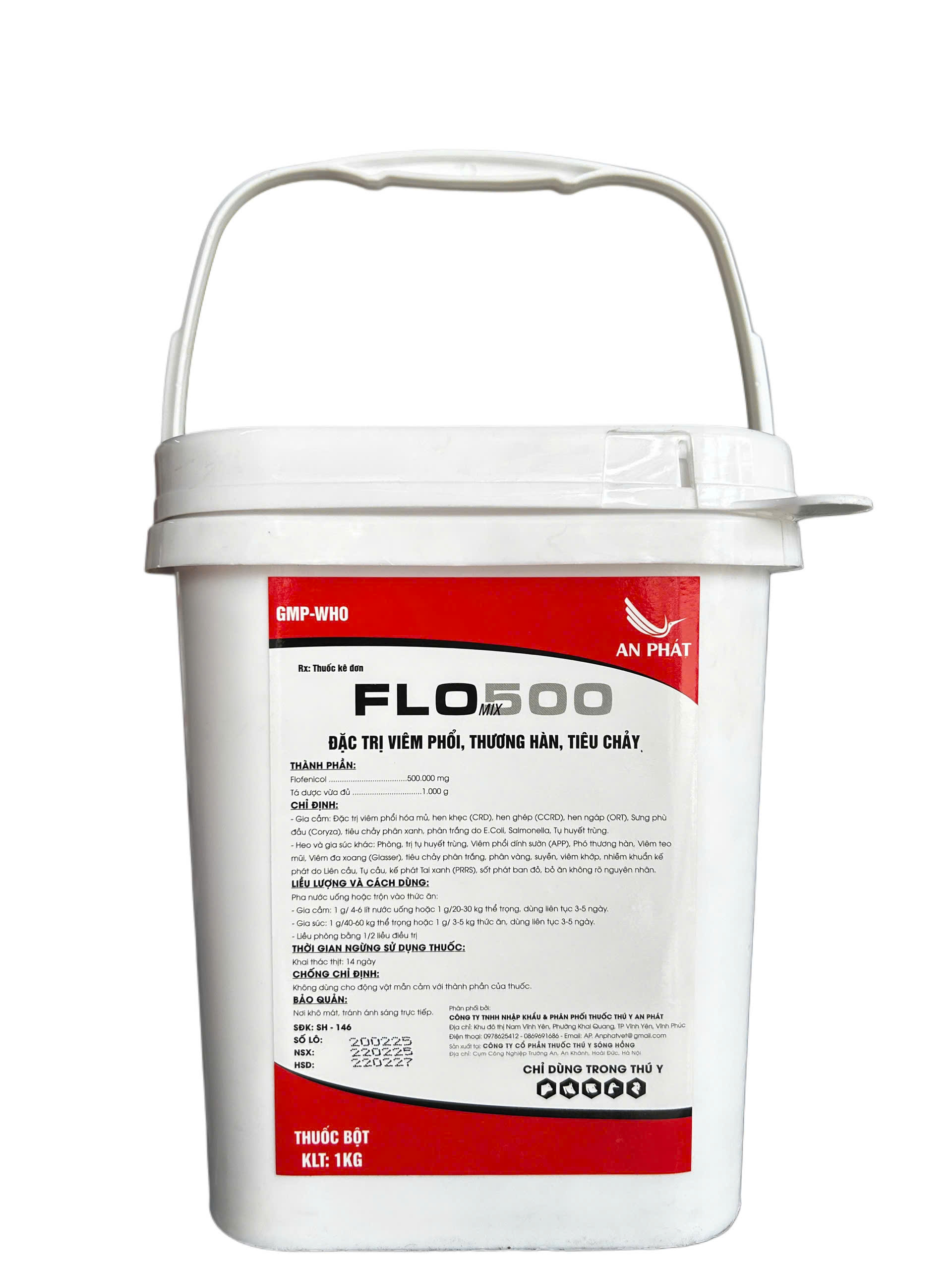 Kháng sinh FLOMIX 500 ĐẶC TRỊ VIÊM PHỔI, THƯƠNG HÀN, TIÊU CHẢY cho gia cầm gia súc