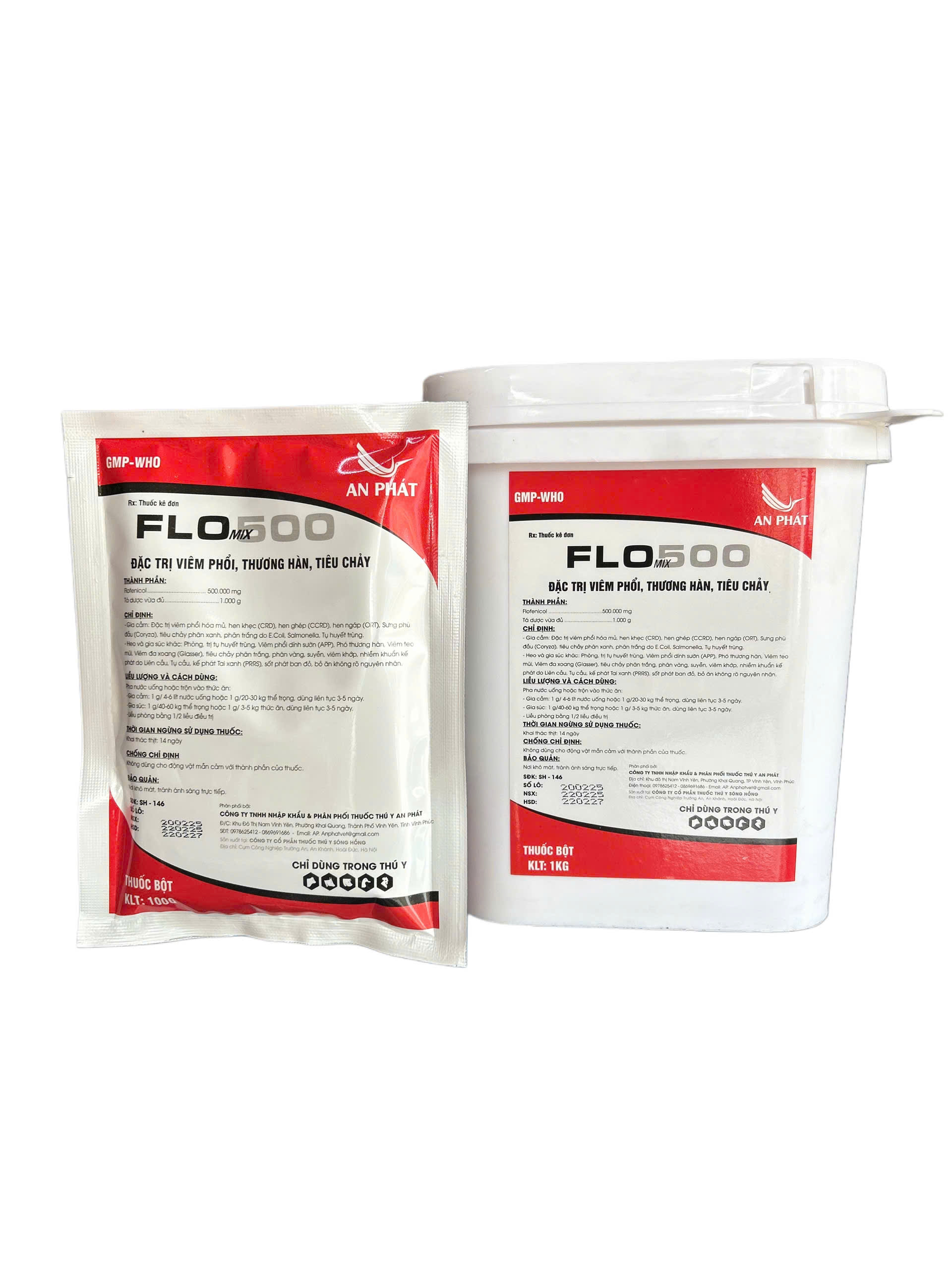 Kháng sinh FLOMIX 500 ĐẶC TRỊ VIÊM PHỔI, THƯƠNG HÀN, TIÊU CHẢY cho gia cầm gia súc
